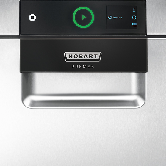 Control panel of a HOBART undercounter dishwasher with display and control buttons